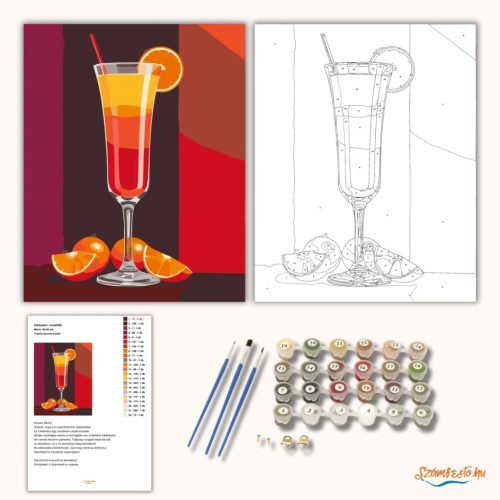 Tequila Sunrise koktél - számfestő készlet - Számfestő.hu - 60×70cm - Keret nélkül
