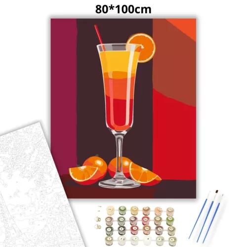 Tequila Sunrise koktél - számfestő készlet - Számfestő.hu - 80×100cm - Keret nélkül