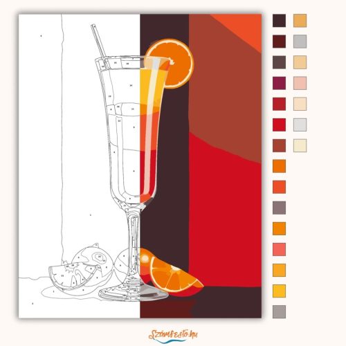 Tequila Sunrise koktél - számfestő készlet - Számfestő.hu - 80×100cm - Keret nélkül