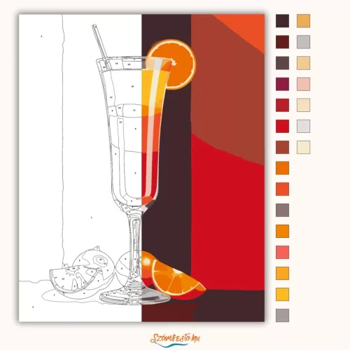 Tequila Sunrise koktél - számfestő készlet - Számfestő.hu - 40×50cm - Keret nélkül