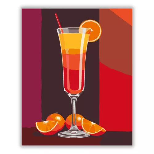 Tequila Sunrise koktél - számfestő készlet - Számfestő.hu - 40×50cm - Keret nélkül