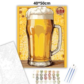 Aranyló sörös korsó - számfestő készlet - Számfestő.hu - 40×50cm - Keret nélkül