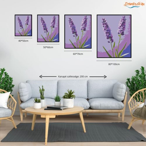Levendulák csendje - számfestő készlet - Számfestő.hu - 50×60cm - Keretre feszítve