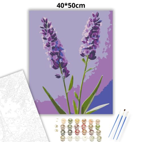 Levendulák csendje - számfestő készlet - Számfestő.hu - 40×50cm - Keretre feszítve
