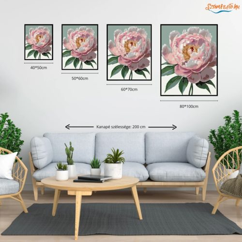 Pünkösdi rózsa - számfestő készlet - Számfestő.hu - 60×70cm - Keretre feszítve