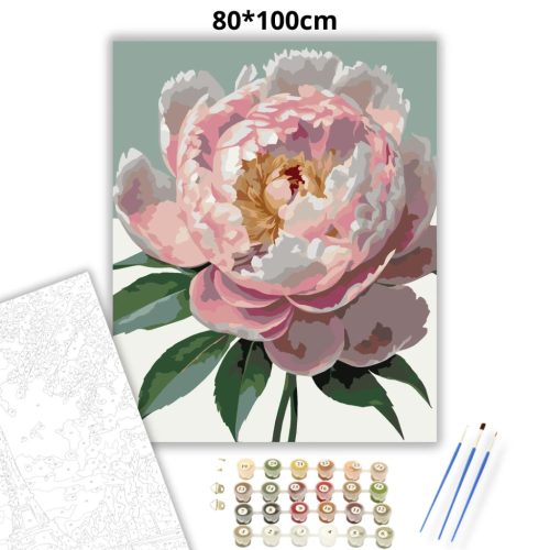 Pünkösdi rózsa - számfestő készlet - Számfestő.hu - 80×100cm - Keret nélkül