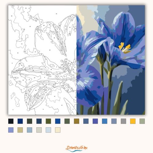 Harmatos harangvirág - számfestő készlet - Számfestő.hu - 80×100cm - Keret nélkül