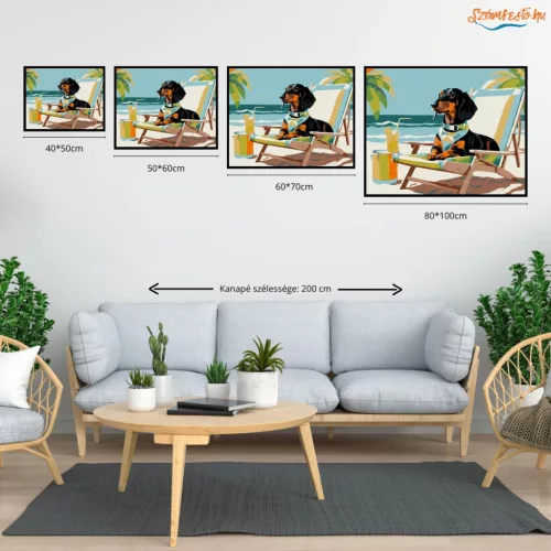 Limonádés tengerparti pihenő - számfestő készlet - Számfestő.hu - 80×100cm - Keret nélkül