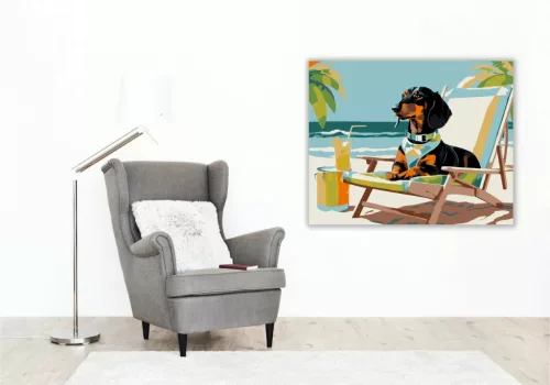 Limonádés tengerparti pihenő - számfestő készlet - Számfestő.hu - 80×100cm - Keret nélkül