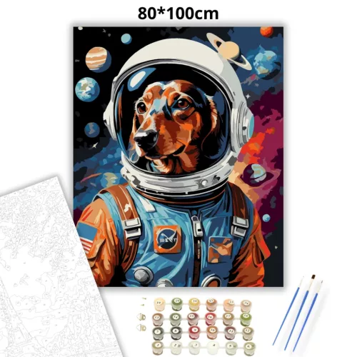 Kalandos űrtacskó - számfestő készlet - Számfestő.hu - 80×100cm - Keretre feszítve