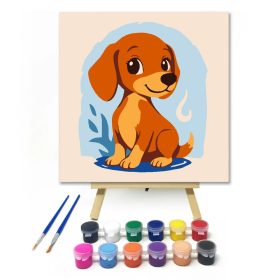 Játékos kutyus mosolya - gyerek számfestő készlet - Számfestő.hu - 20×20cm - Keret nélkül