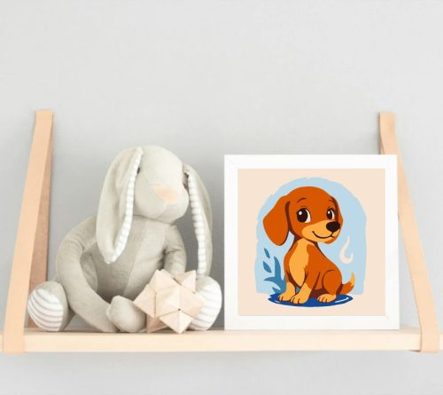 Játékos kutyus mosolya - gyerek számfestő készlet - Számfestő.hu - 40×40cm - Keretre feszítve