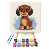 Játékos kiskutya tekintete - gyerek számfestő készlet - Számfestő.hu - 50×50cm - Keretre feszítve
