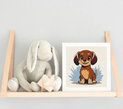 Játékos kiskutya tekintete - gyerek számfestő készlet - Számfestő.hu - 30×30cm - Keretre feszítve