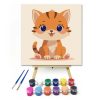 Mosolygós kiscica - gyerek számfestő készlet - Számfestő.hu - 30×30cm - Keretre feszítve