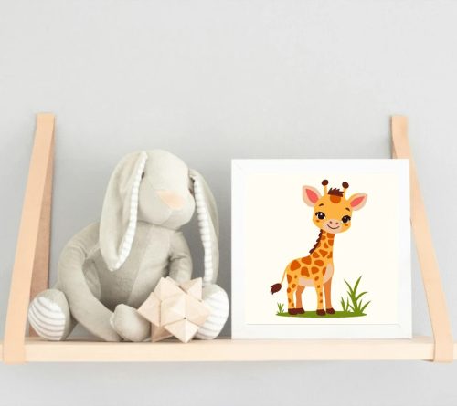 Kis zsiráf mosolya - gyerek számfestő készlet - Számfestő.hu - 20×20cm - Keret nélkül