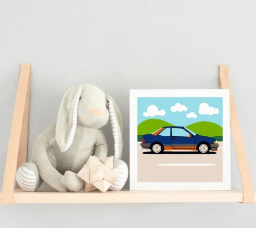 Kalandos autó kirándulása - gyerek számfestő készlet - Számfestő.hu - 30×30cm - Keret nélkül