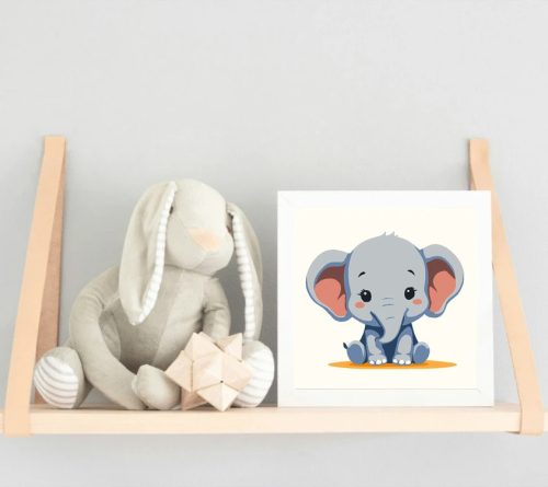 Kiselefánt mosolya - gyerek számfestő készlet - Számfestő.hu - 40×40cm - Keretre feszítve