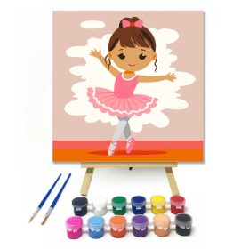 Mosolygós balerina - gyerek számfestő készlet - Számfestő.hu - 20×20cm - Keret nélkül
