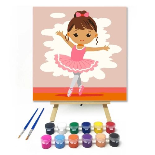 Mosolygós balerina - gyerek számfestő készlet - Számfestő.hu - 30×30cm - Keret nélkül