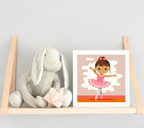 Mosolygós balerina - gyerek számfestő készlet - Számfestő.hu - 40×40cm - Keretre feszítve