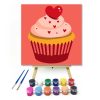 Szivecskés muffin - gyerek számfestő készlet - Számfestő.hu - 30×30cm - Keret nélkül
