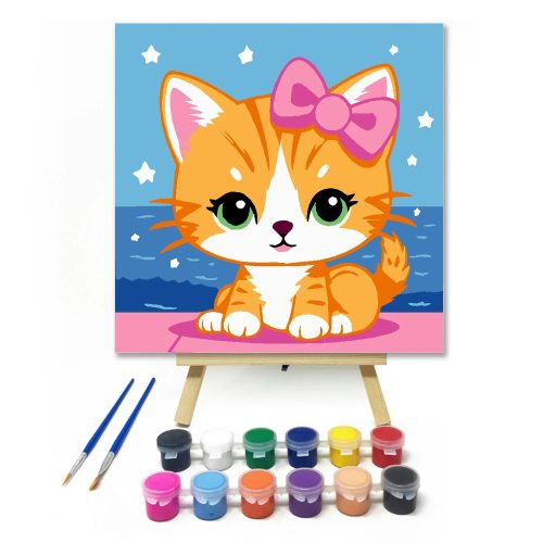 Masnis kiscica - gyerek számfestő készlet - Számfestő.hu - 50×50cm - Keret nélkül