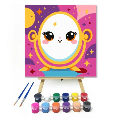 Mosolygós varázstükör - gyerek számfestő készlet - Számfestő.hu - 30×30cm - Keret nélkül