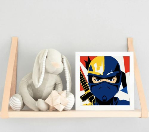 Bátor ninja tekintete - gyerek számfestő készlet - Számfestő.hu - 20×20cm - Keret nélkül