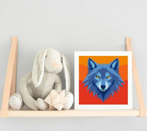 Büszke farkas tekintete - gyerek számfestő készlet - Számfestő.hu - 30×30cm - Keretre feszítve