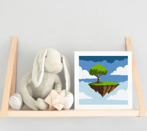 Lebegő sziget fája - gyerek számfestő készlet - Számfestő.hu - 30×30cm - Keret nélkül