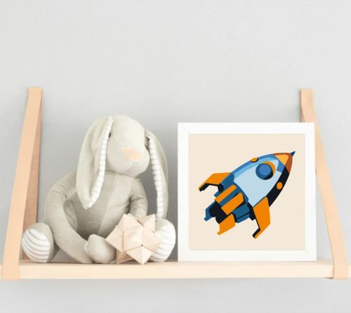 Űrhajós utazás - gyerek számfestő készlet - Számfestő.hu - 30×30cm - Keretre feszítve