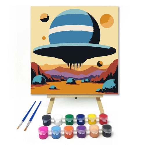 Titokzatos bolygó felett - gyerek számfestő készlet - Számfestő.hu - 30×30cm - Keret nélkül
