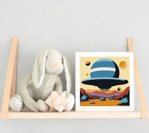 Titokzatos bolygó felett - gyerek számfestő készlet - Számfestő.hu - 40×40cm - Keretre feszítve