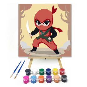 Kalandos nindzsa kardja - gyerek számfestő készlet - Számfestő.hu - 20×20cm - Keret nélkül