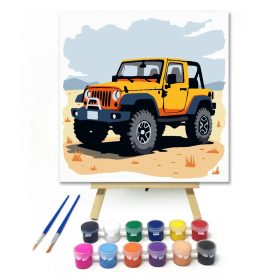 Terepjáró a homokban - gyerek számfestő készlet - Számfestő.hu - 20×20cm - Keret nélkül