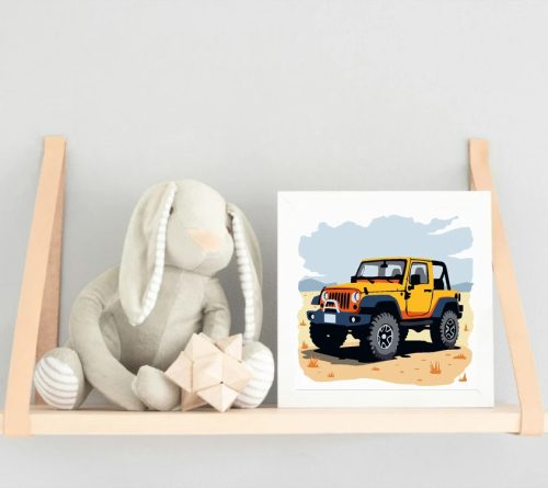 Terepjáró a homokban - gyerek számfestő készlet - Számfestő.hu - 20×20cm - Keret nélkül