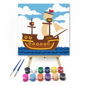 Kalandos vitorlás - gyerek számfestő készlet - Számfestő.hu - 20×20cm - Keret nélkül