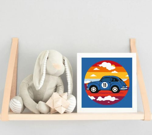 Régies versenyautó - gyerek számfestő készlet - Számfestő.hu - 20×20cm - Keret nélkül