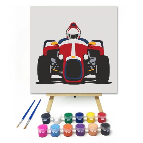 Vagány versenyautó - gyerek számfestő készlet - Számfestő.hu - 40×40cm - Keret nélkül