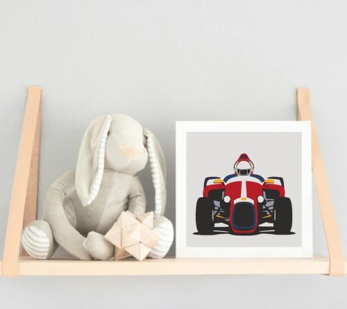 Vagány versenyautó - gyerek számfestő készlet - Számfestő.hu - 20×20cm - Keretre feszítve