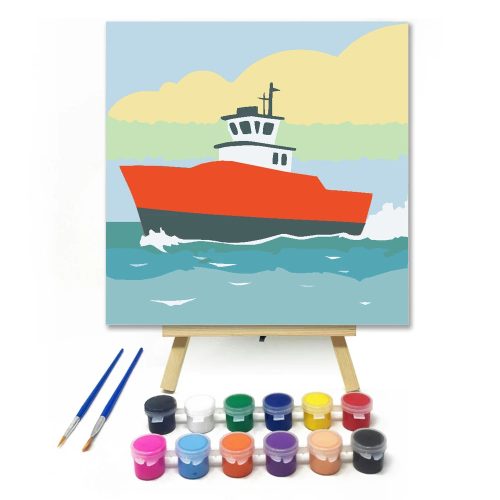 Tengeri hajóút - gyerek számfestő készlet - Számfestő.hu - 30×30cm - Keretre feszítve