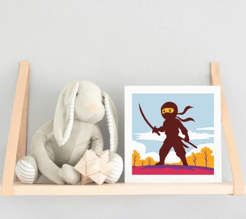Kalandos ninja küldetése - gyerek számfestő készlet - Számfestő.hu - 20×20cm - Keret nélkül