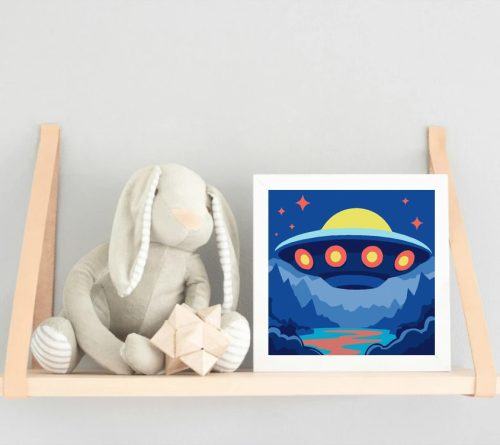 Csillogó űrhajó - gyerek számfestő készlet - Számfestő.hu - 20×20cm - Keret nélkül