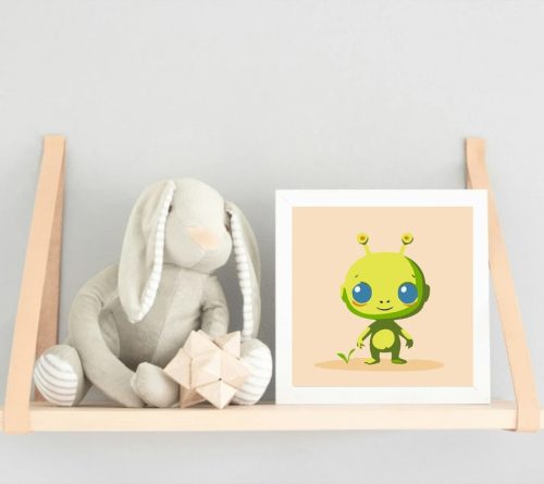 Mosolygós űrlény - gyerek számfestő készlet - Számfestő.hu - 20×20cm - Keret nélkül