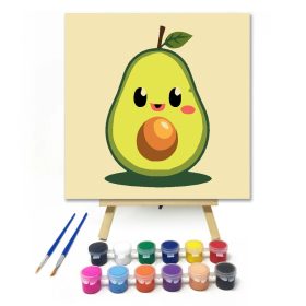 Mosolygós avokádó - gyerek számfestő készlet - Számfestő.hu - 20×20cm - Keret nélkül
