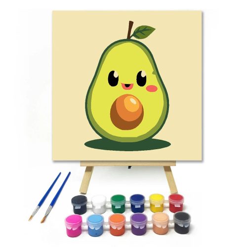 Mosolygós avokádó - gyerek számfestő készlet - Számfestő.hu - 20×20cm - Keret nélkül