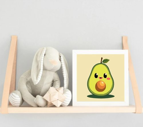 Mosolygós avokádó - gyerek számfestő készlet - Számfestő.hu - 50×50cm - Keretre feszítve