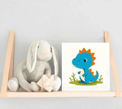 Kíváncsi kisdínó mosolya - gyerek számfestő készlet - Számfestő.hu - 50×50cm - Keret nélkül