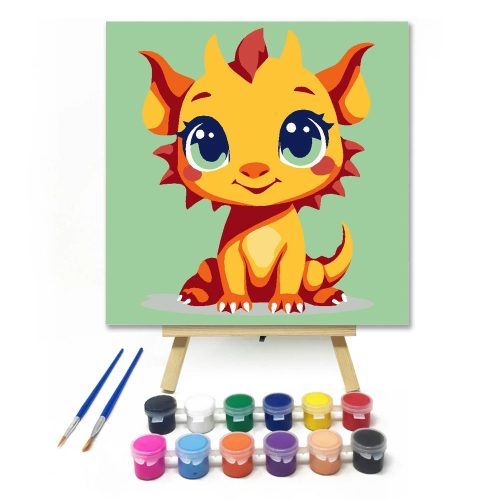 Csillogó sárkánymosoly - gyerek számfestő készlet - Számfestő.hu - 30×30cm - Keret nélkül